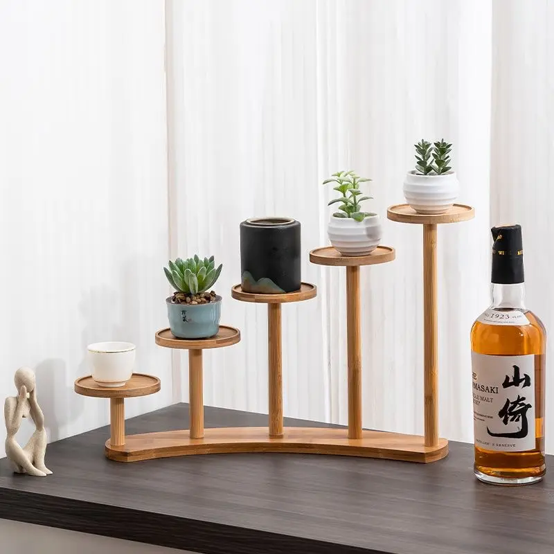 Flower rack balcony fleshy window sill bay window small flower rack solid wood indoor living room office desk surface multilayer shelf