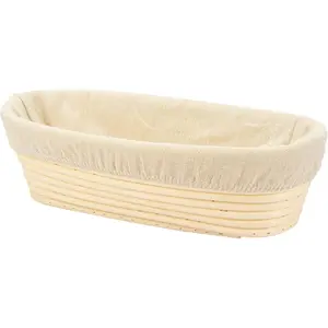 11.8 inch Oval Long Banneton Brotform Bread Dough Proofing Rising Rattan Basket & Liner