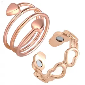 Fashion Love Heart Magnetic 2-Piece Ring Set for Women