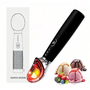 Heated Ice Cream Scoop | 3 Adjustable Heat Settings (120/140/160°F), Rechargeable Electric Heated Ice Cream Scoop for Home Use, Effortlessly Scoops Hard Ice Cream | Perfect for Hard Ice Cream