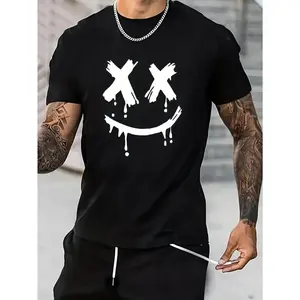Men'S Vintage-Inspired T-Shirt With Creative Geometric Print - Casual,