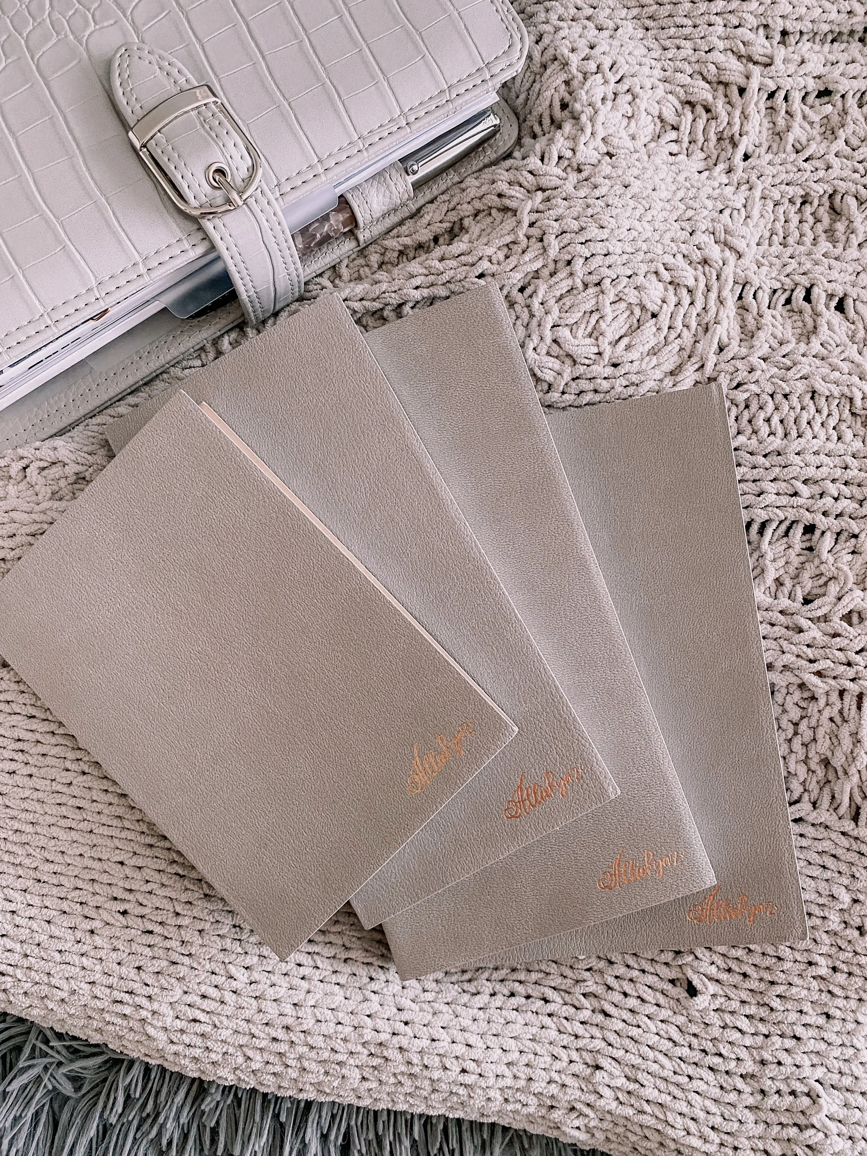 Shin Grey Grid Notebook - Soft Gray Pebbly PU Cover, Sewn Binding, 2.5mm Grid, 144 Pages, Available in Standard, Weeks, B6, A6 Sizes