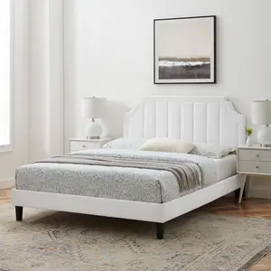 Modway Sienna Performance Velvet King Platform Bed in White