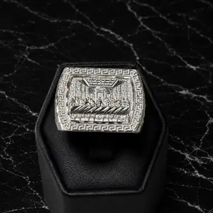 925 Sterling Silver Rectangle Last Supper Ring- Diamond Cut