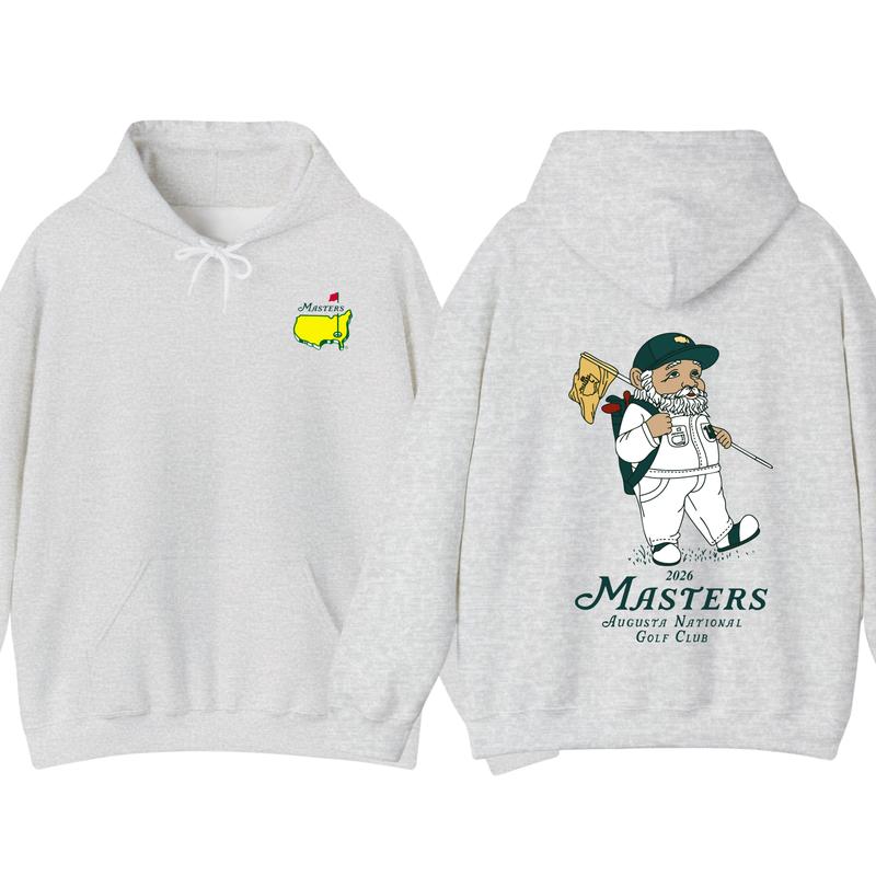 2026 Masters Golf Hoodie, Augusta National Graphic Tee with Golfer Illustration, Two-Sided Unisex Cotton Hoodie, Casual Gift for Golf Fans