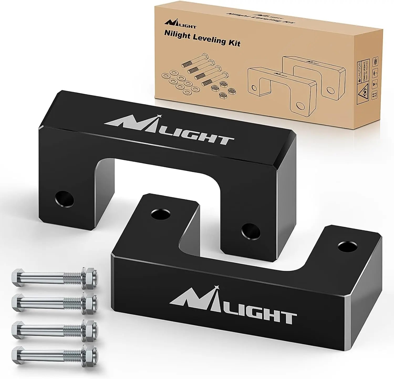 Nilight 2.5in Aluminum Truck Front Lift Leveling Kit - 2pcs, Compatible with Chevy Avalanche, Silverado, Suburban, 2007-2021 Tahoe 2wd, GMC Sierra 1500 4wd/2wd, Yukon XL 1500 2wd (2007-2023) Automotive Exterior Accessory, Hardware