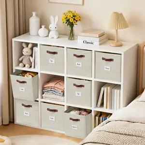 3/4/6pcs Foldable Cube Storage Bin, Labeled Storage Cub,Es Toy Storage Box, Shelves Baskets For Kallax Linen Closet Organizers