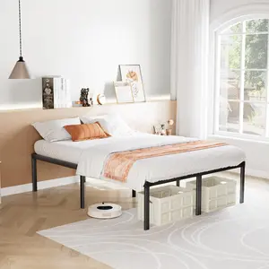 Heavy Duty Metal Platform Bed Frames with Storage Space Under Frame, 14 Inches, Sturdy Steel Slat Support, No Box Spring Needed