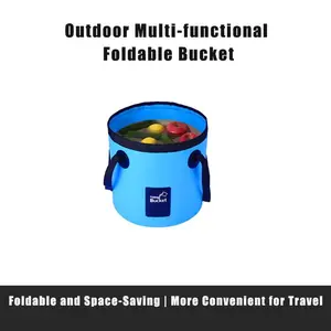 Outdoor Foldable Water Bucket, Camping Fishing Water Bucket, PVC Handle Folding Water Bucket, Multi-Purpose Portable Camp Water Bucket