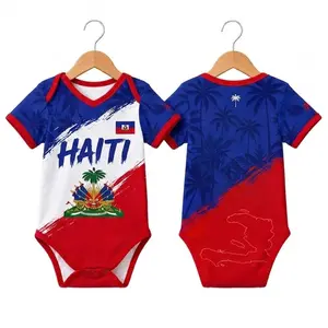 [Custom Note] - Haiti Baby Bodysuit Jersey, Haiti Flag Infant Romper, Caribbean Pride Baby Outfit, Haiti Soccer Fan Baby Clothes