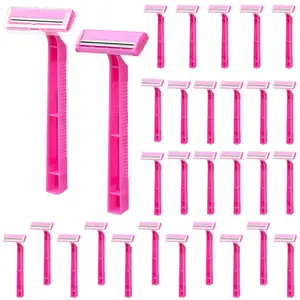 60 Count Women's Disposable Razors, Twin Blade Shaving Razor Pink Stainless Steel Women's Disposable Razors for Men Women Camping Traveling Home
