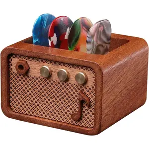 Guitar Accessories, Sapele  Electric Guitar Amp Shaped Guitar Pick Holder,  for Guitar Players Guitarists for Picks Storage and Display