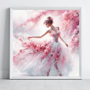 Elegant Ballerina Diamond Painting Kit, Adult Art Craft Set, Frameless DIY 5D Diamond Art, Home Decor Gift for Holidays