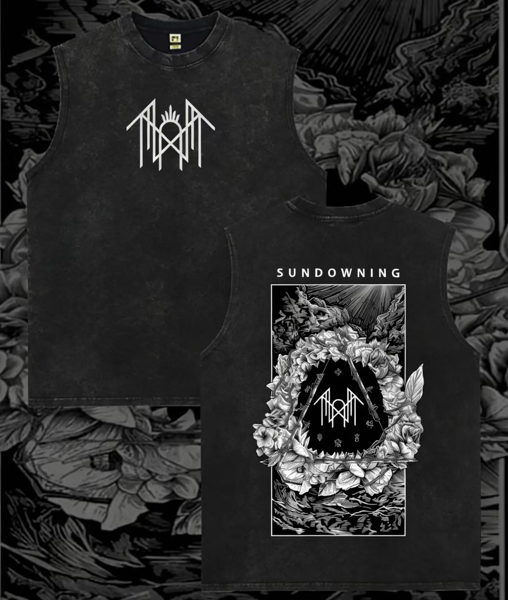 Unisex Sleep Token SUNDOWNING Thorn Wreath Washed Tank Top Vintage Tank 90s Graphic Sleeveless Tank Tops Men Vest Streetwear Outfits Men Vacation Outfits Sleeveless Shirt Print Menswear