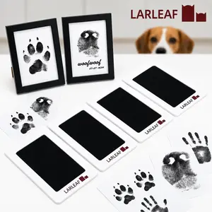 4-Pcs Paw Print Kit + 2 Photo Frame, Larleaf Dog Nose Print Kit, Mess-Free Paw Print Stamp Pad for Dogs & Cats, Clean Touch Ink Pad, Ink Pad for Hand and Footprints, Print Photo Frame Kit, Dog Stuff #Summervibes #
