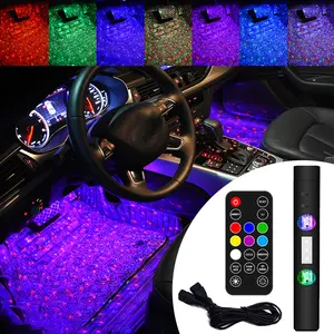 Car LED Lights Interior, Multi-colored LED Star Projector Light with Remote Control and DIY Mode, Music Sync Under Dash Lighting Kit for Cars, Trucks, SUVs, DC 12V