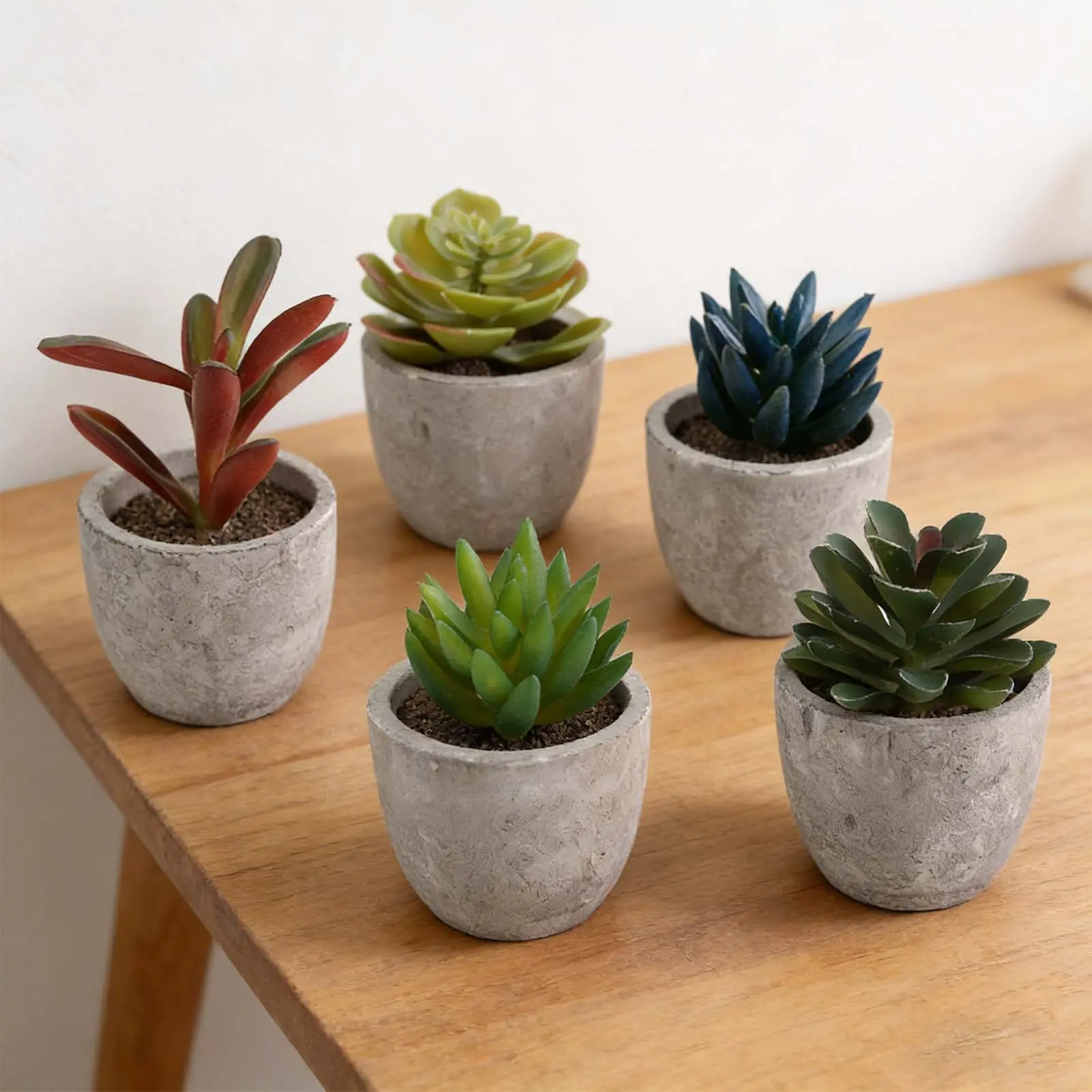Set of 5 Succulents Plants Artificial in Pots Small Fake Plants for Bedroom Aesthetic Living Room Shelf Bathroom Decor Office Desk Accessories