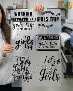 6 PCS Girls Trip Designs Bundle DTF Transfer Gang Sheet, Girls Weekend Travel DTF, Matching Girls Vacation Ready To Press, Catch Flights Not Feelings DTF WS-170