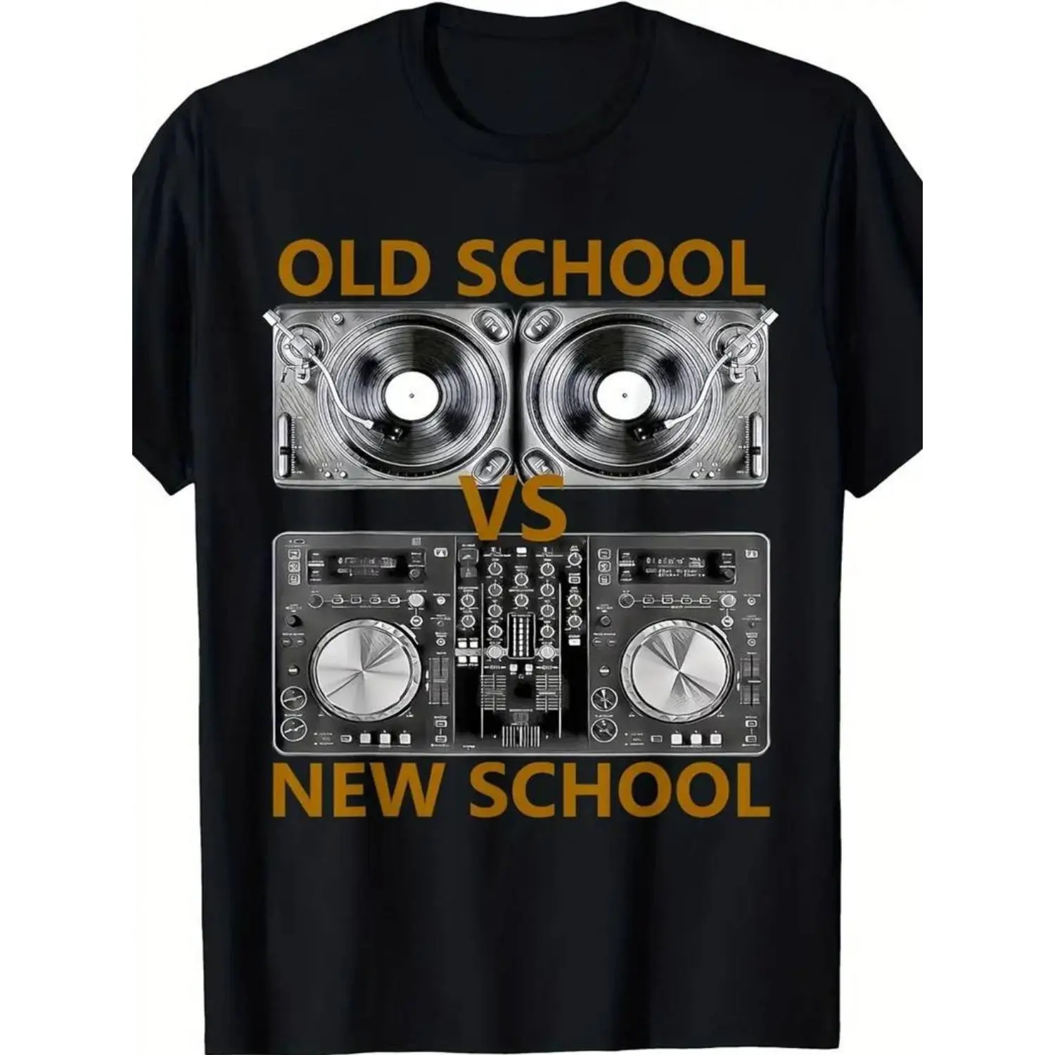 100% Cotton Summer T Shirts [Trendy |   Pure Cotton] 1Pc, Trendy High-End Pure Cotton Old School DJVS New School DJT T-Shirt |   HouseDance Music Exquisite Pattern Letter Print T-Shirt For Men and Women