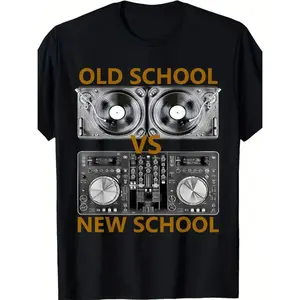 100% Cotton Summer T Shirts [Trendy |     Pure Cotton] 1Pc, Trendy High-End Pure Cotton Old School DJVS New School DJT T-Shirt |     HouseDance Music Exquisite Pattern Letter Print T-Shirt For Men and Women
