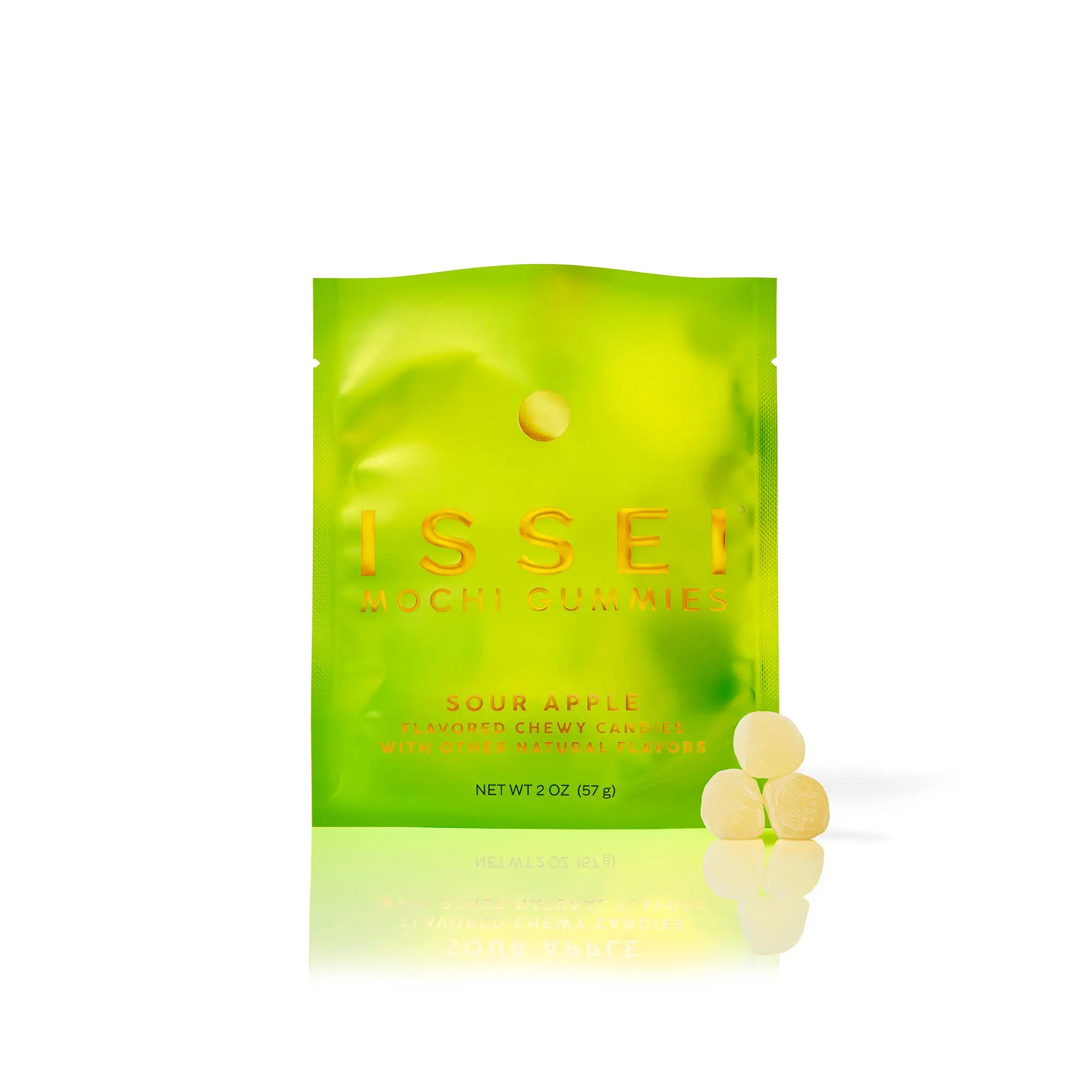 Issei Mochi Gummies Sour Apple | Soft & Chewy | Award Winning | Gelatin-Free, Non-GMO, Gluten-Free, Plant-Based, Dye-Free | Delicious Snack | 2 Oz