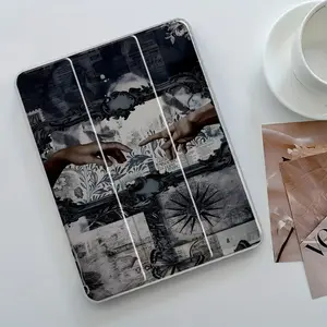 Creative Art Pattern Design Clear Acrylic Protective Case with Pencil Holder, Trifold Stand Protective Cover, Auto Wake/Sleep Tablet Case for iPad Tablet Accessories