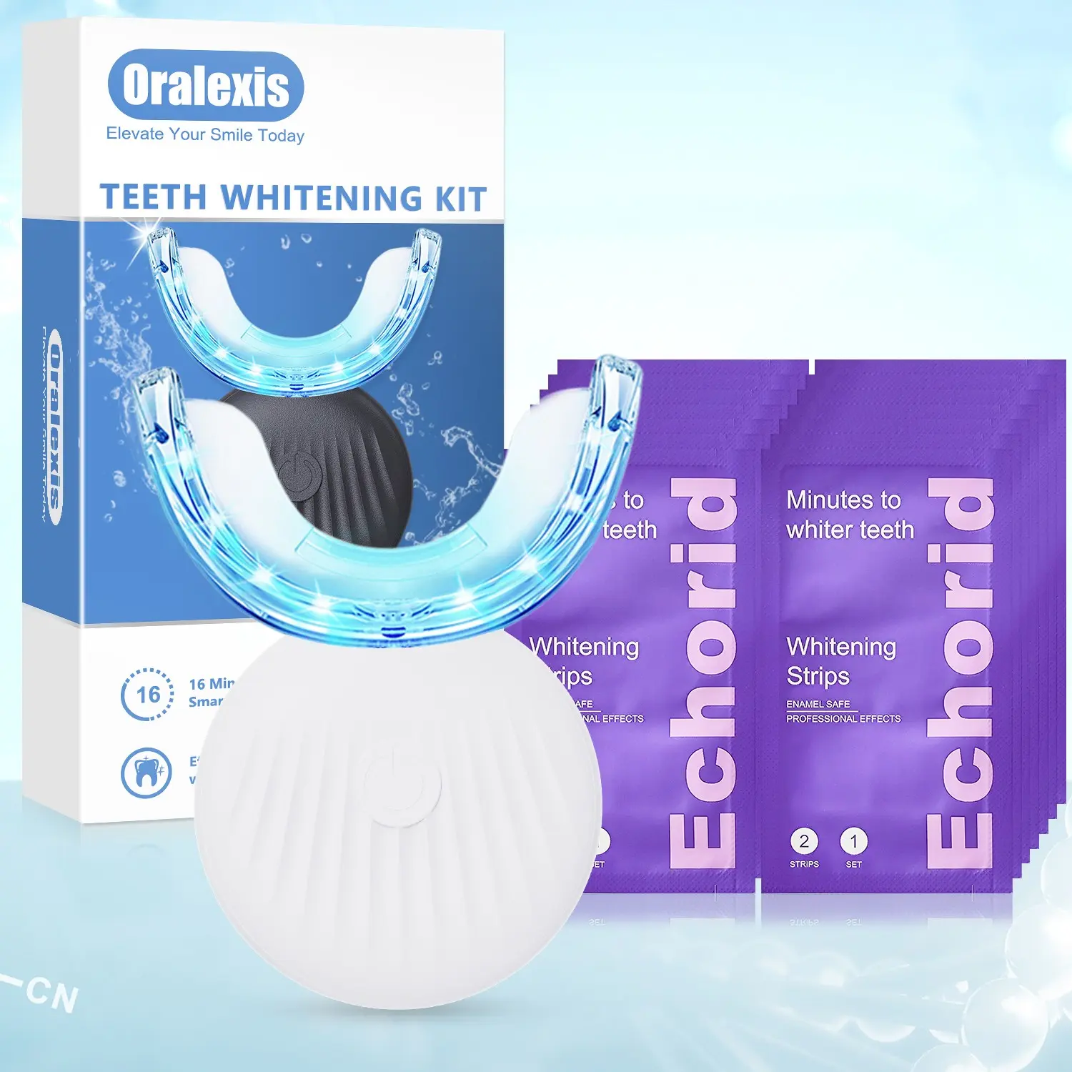 Oral Care Kit, Home Wireless Teeth Cleaning Set, Dental Pads with LED Light, Natural Stain Removal, Includes 14 Gel Strips, Teeth Brightening Strips, Whitening Teeth Strips, Teeth Whitener