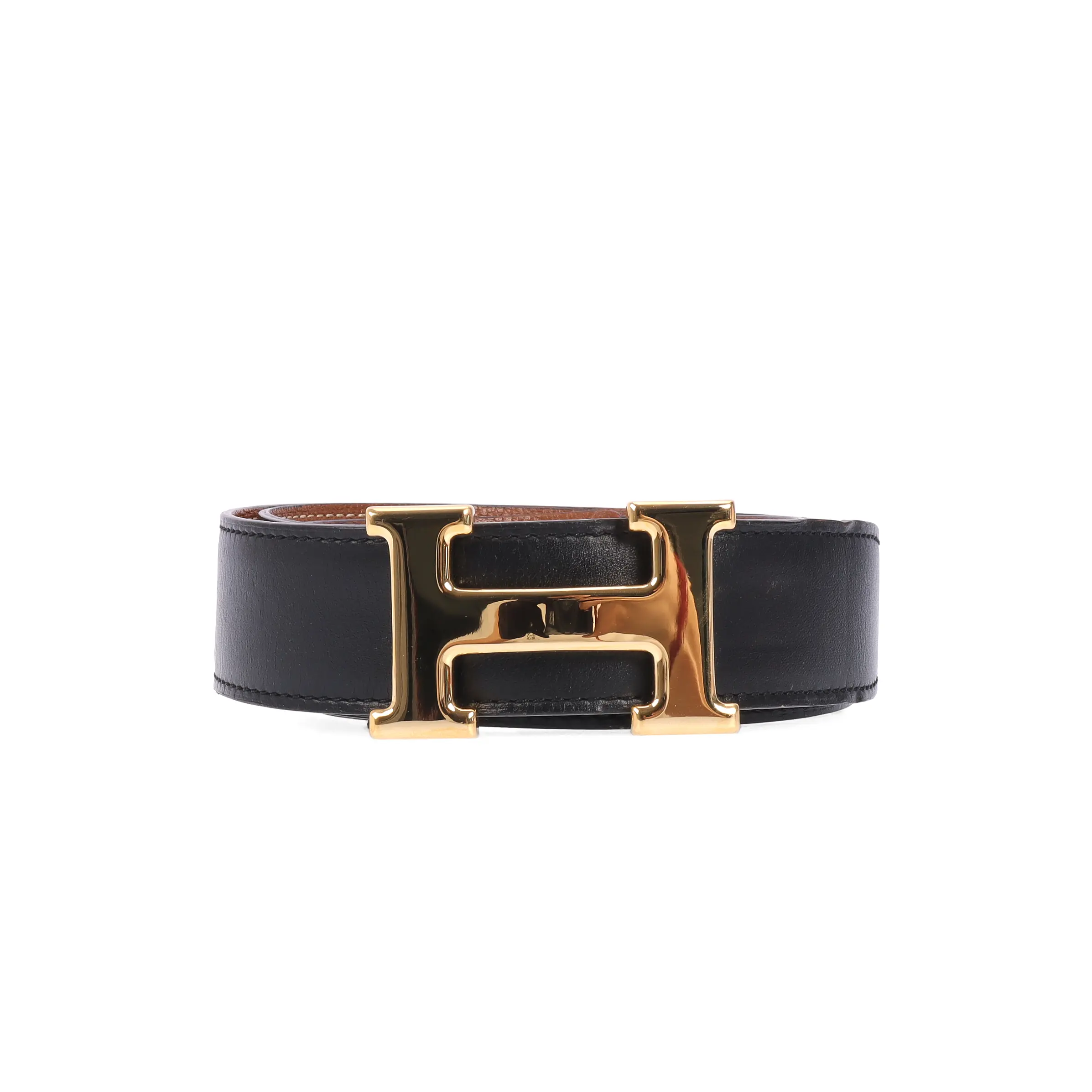 Pre-owned Hermès H Belt size100 Black Calfskin Belt 10051562