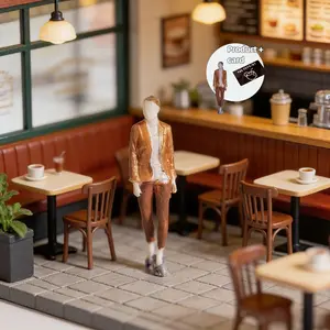 1:64 Scale Miniature Figure, Golden Blazer Woman, Office Diorama Scene Building Accessories, Tiny Model People for Desk Layout