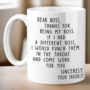 Gift - Dear Boss 11oz Mug - Reuseable Coffee Mug, Washable Ceramic Mug, Idea for Best Friends, Sisters, Family Members, Coworkers PAWFECTHOUSE