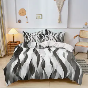 3-Piece Irregular Stripe Print Modern Bedding Set (1 Fitted Sheet + 2 Pillowcases), Soft Bedding Sets Comfortable Bedroom Decor, Universal Fit
