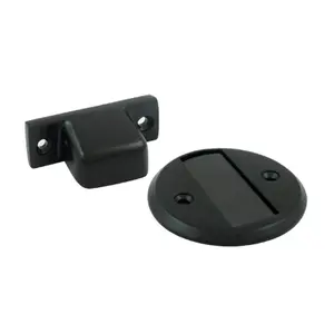 Deltana  Magnetic Door Holder Flush 2.5 in. Diameter- Black - Solid