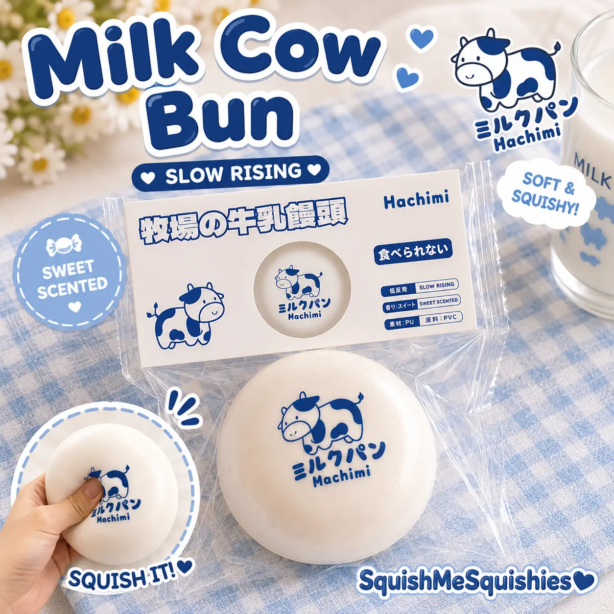 Hachimi Cow Milk Bun Squishy Slow Rising Stress Relief Sensory Toy All Ages Iconic Design Satisfying Rebound Bakery Scent Soft Touch Finish adult fidget Play