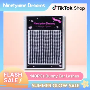 Ninetynine Dreams 140PCs Bunny Ear Lashes | Dramatic Spiky Anime Douyin DIY Eyelashes Clusters, 13–16mm C++ Curl Custom-Map False Lashes, Ultra-Thin Durable Band, Reusable Waterproof Long-Lasting Beginner-Friendly False Eyelashes For Bold Glam Makeup