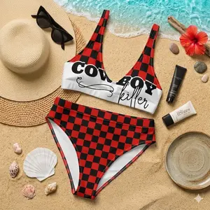 Checkerboard Cowboy Killer High Waist Bikini Set