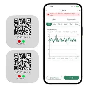 Bluetooth Temperature Data Logger Thermometer with LED Display, Replaceable Battery, Auto Data Graphing Analysis, Multi-User Data Sharing, Location Information via APP T100