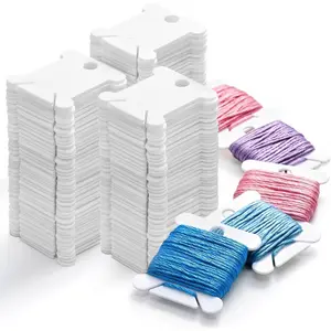 150PCS Plastic Embroidery Floss Bobbins - White Empty Cross Stitch Thread Organizer Bobbins, Portable Sewing Thread Storage Holder for Embroidery, Needlework, Crochet & Craft Supplies