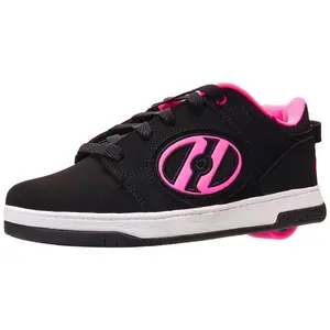 Heelys Girls' Voyager Tennis Shoe, Black/Pink, 2 M US Big Kid