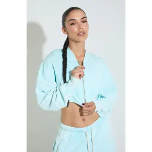 Juicy Crop Zip Hoodie / Aqua