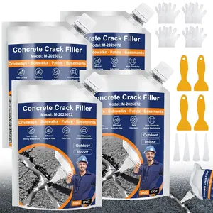 Concrete Crack Filler, 4 PCS Self Leveling Cement Crack Sealant, Quick-Drying Sealing Repair Sealer for Driveways, Sidewalks, Patios, Waterproof Joint Caulking Glue, Gray