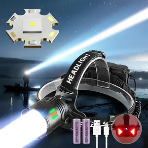 Rechargeable Zoom Super Bright Headlight, 1 Count Outdoor Waterproof Head Lamp with Power Display & Safety Taillight, Suitable for Cycling, Hiking, Fishing, Led Headlamp Rechargeable