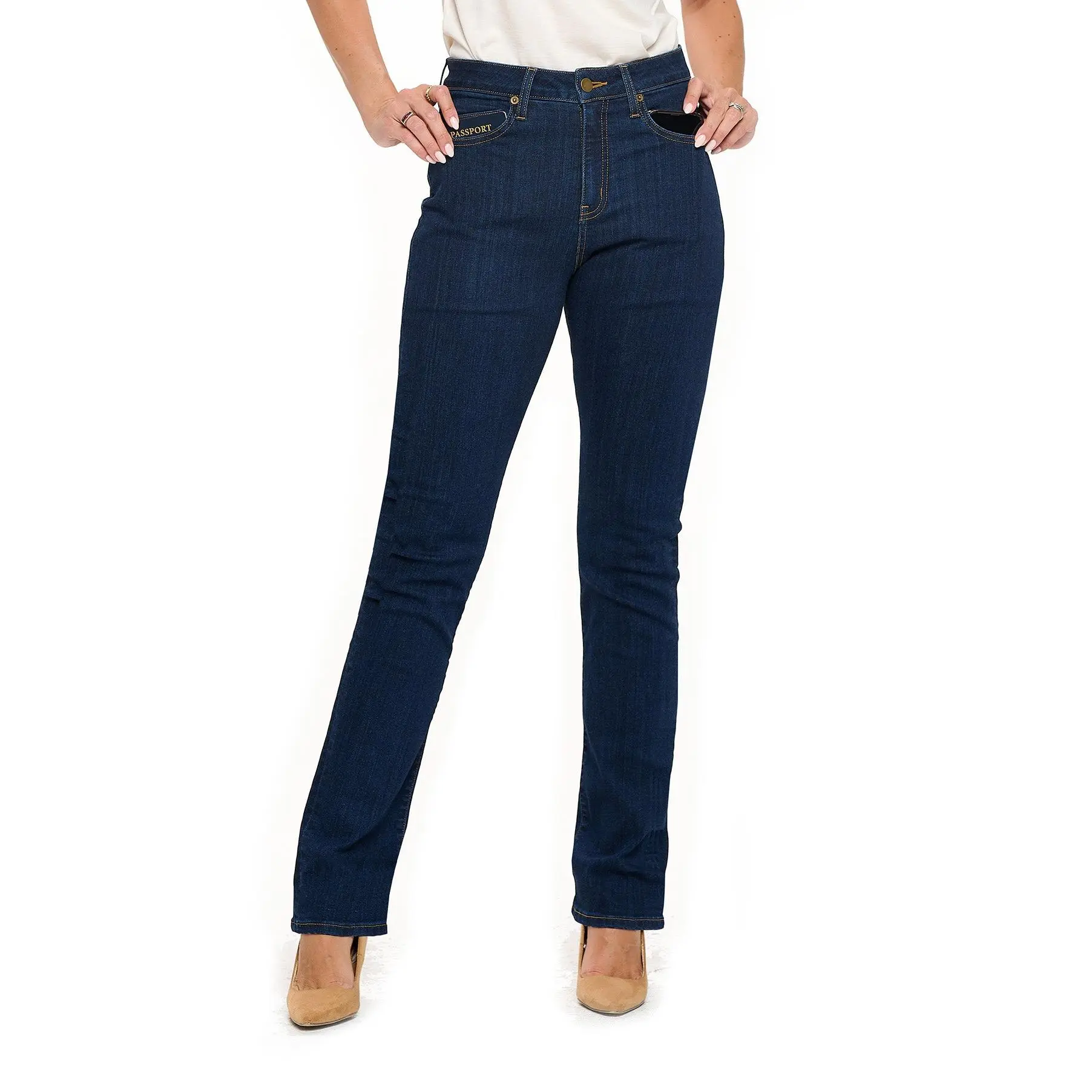 Aviator Women's Straight Dark Indigo Best Travel Jeans | Premium Comfortable Denim