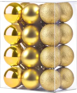 Set of 24 Mini Shatterproof Christmas Balls Tree Ornaments Party Decoration, 3cm/1.1'' (Gold)