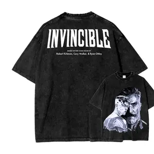 Hot Anmie Invincible Anime Lover Washed T-shirt personality Clothes Oversized Unisex Couples hot product Streetwear high quality