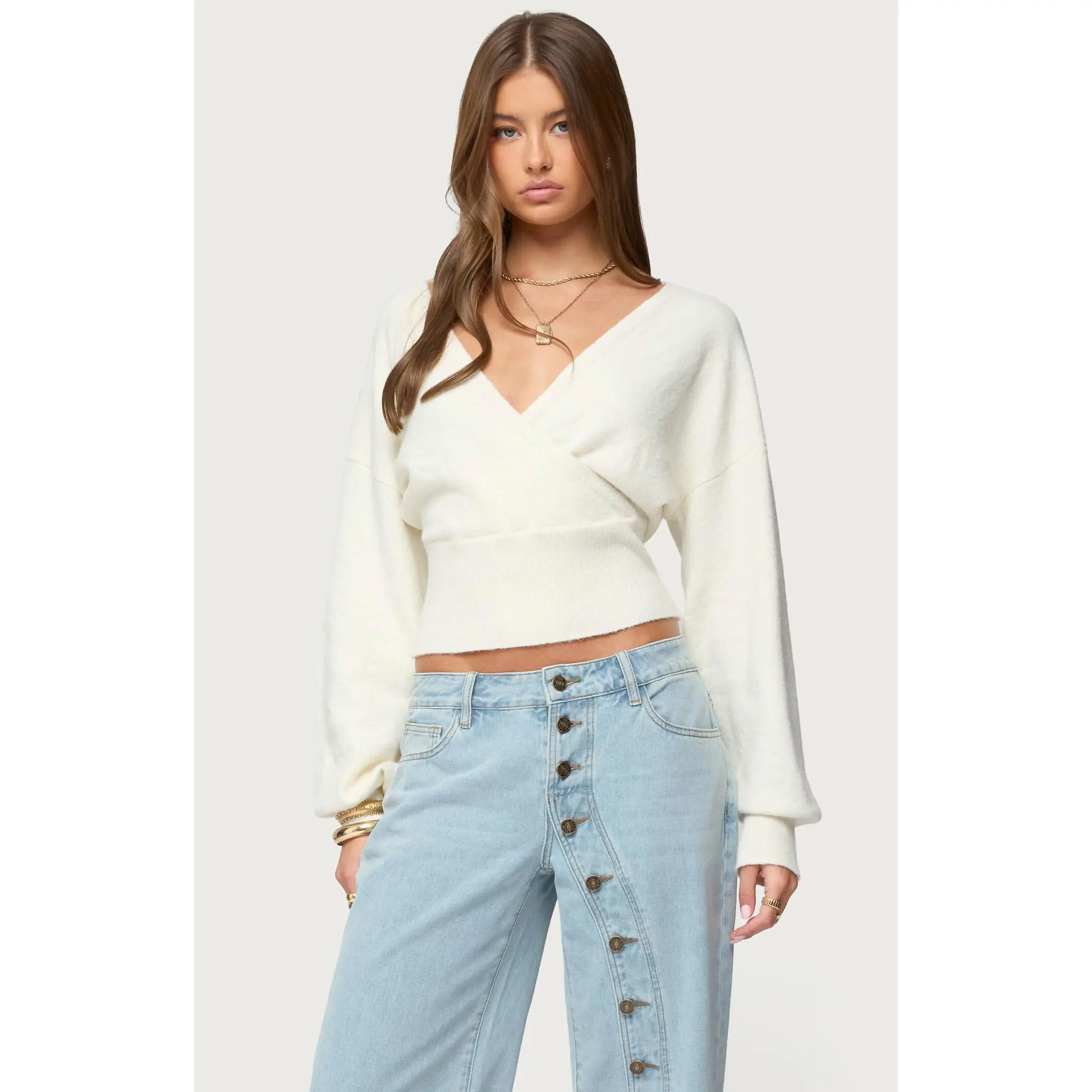 Edikted Women's Lillia V Neck Wrap Sweater Edikted Women's Lillia V Neck Wrap Sweater