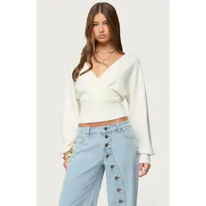 Edikted Women's Lillia V Neck Wrap Sweater