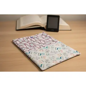 Quilted Tablet Sleeve or Book Sleeve Snap Closure Exterior Pockets - Botanical Garden Collection - Handmade - Small - 7" x 9" - Kindle Cozy - iPad Mini Cozy - Book Cozy