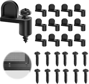3/8 Inch Diecast Door Glass Window Screen Clips with Screws for Storm Door Retainers and Window Screen Fasteners, Durable Black Hardware for Home and Commercial Use-MM
