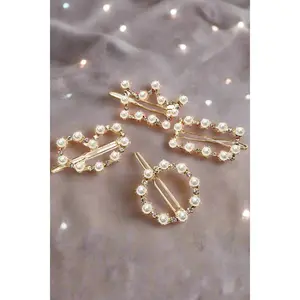 Set of Two Pearl and Rhinestone Barrettes