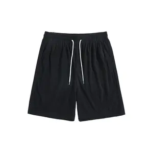 Corduroy solid color casual mid-thigh beach shorts for men, loose fit, summer athletic shorts